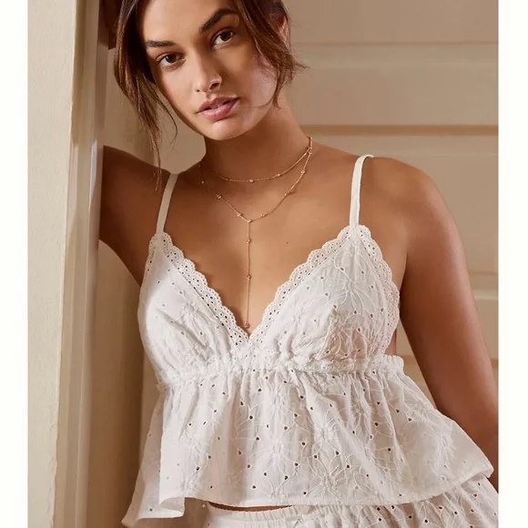 Anthropologie White Eyelet Lace Top - Picture 1 of 4